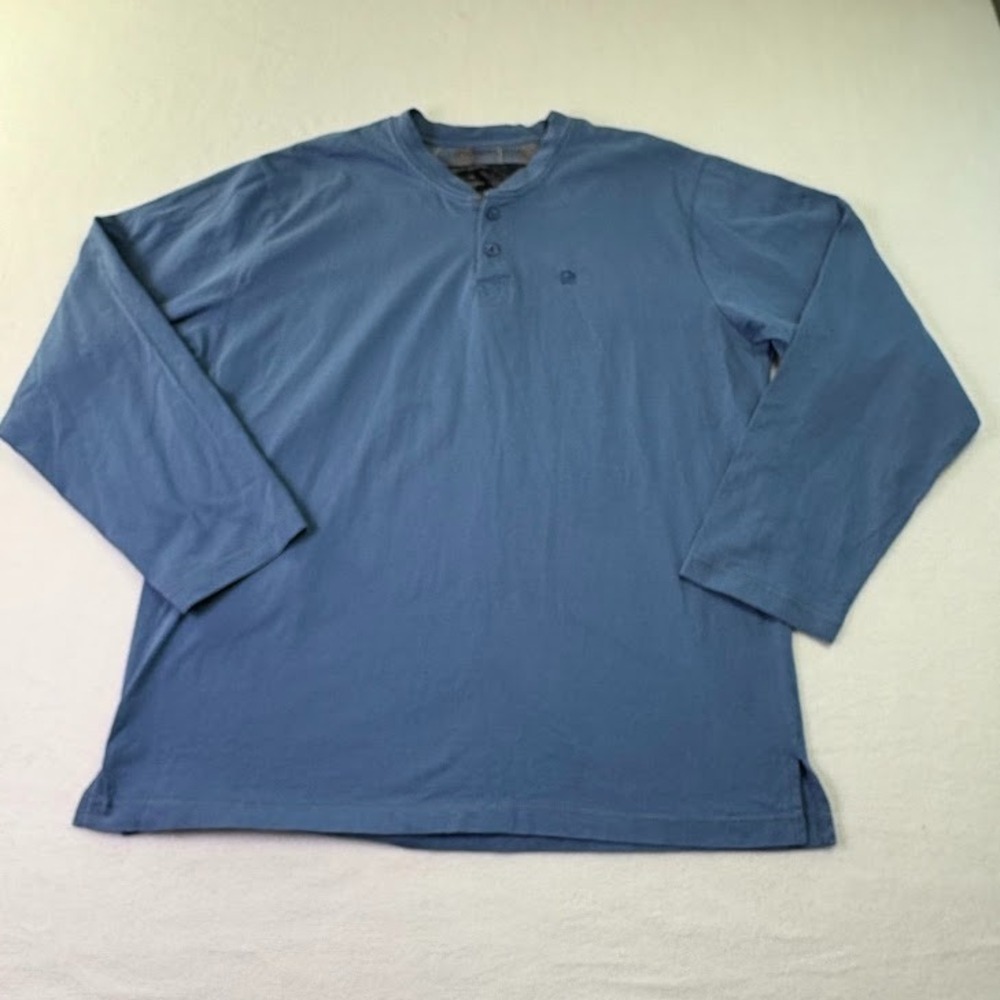 Men's Size Large Blue Henley Report Collection Long Sleeve Y2K‎